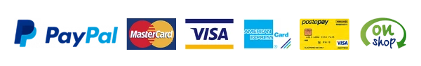 Pagamenti sicuri con PayPal, Mastercard, Visa, American Express, PostePay e Maestro
